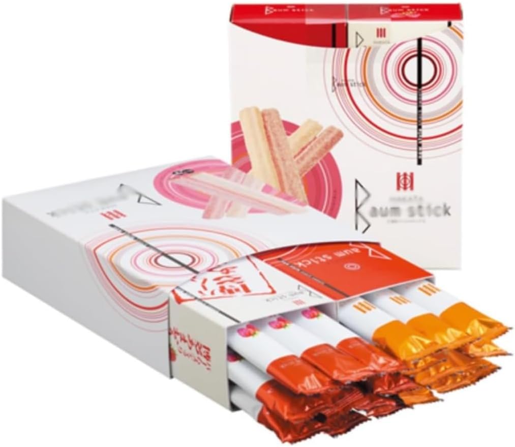 [Fukuoka Souvenir Standard] Hakata Baumkuchen Sticks, Set of 20, Amaou Strawberry, Plain, Room Temperature, Nikakudo