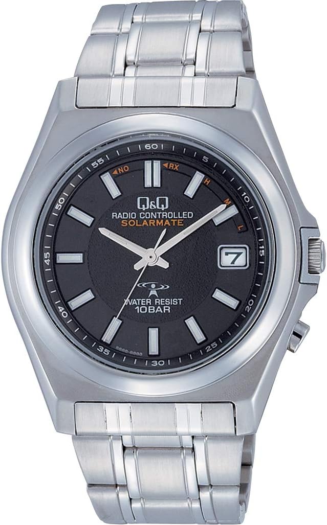[シチズン Q&Q] 腕時計 アナログ 電波 ソーラー 防水 日付 メタルバンド HG08-202 メンズ ブラック