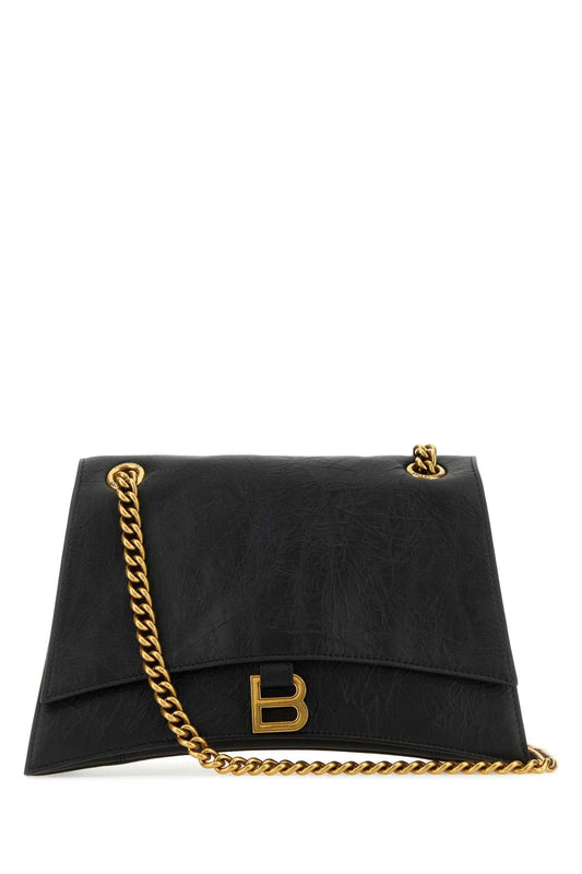 Balenciaga バレンシアガブラックレザークラッシュ M ショルダーバッグ - Image 1