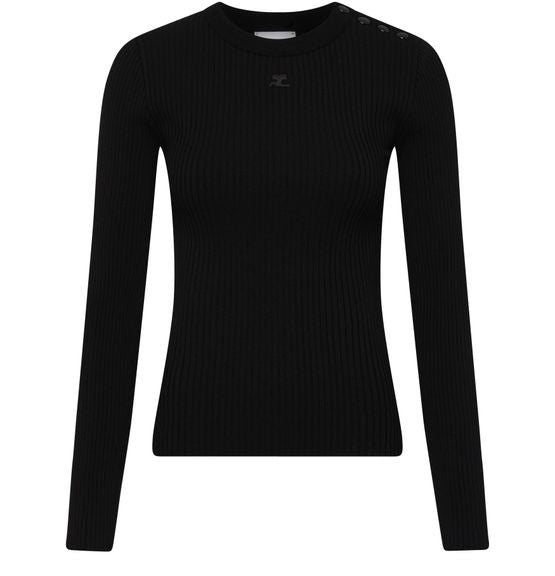 COURREGES ショルダースナップ リブニット セーター - Image 1