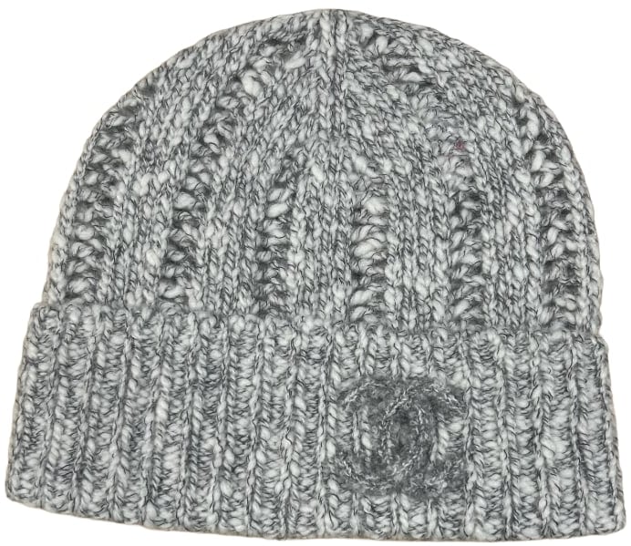 CHANEL 'GREY/WHITE' CASHMERE CLOCHE BEANIE