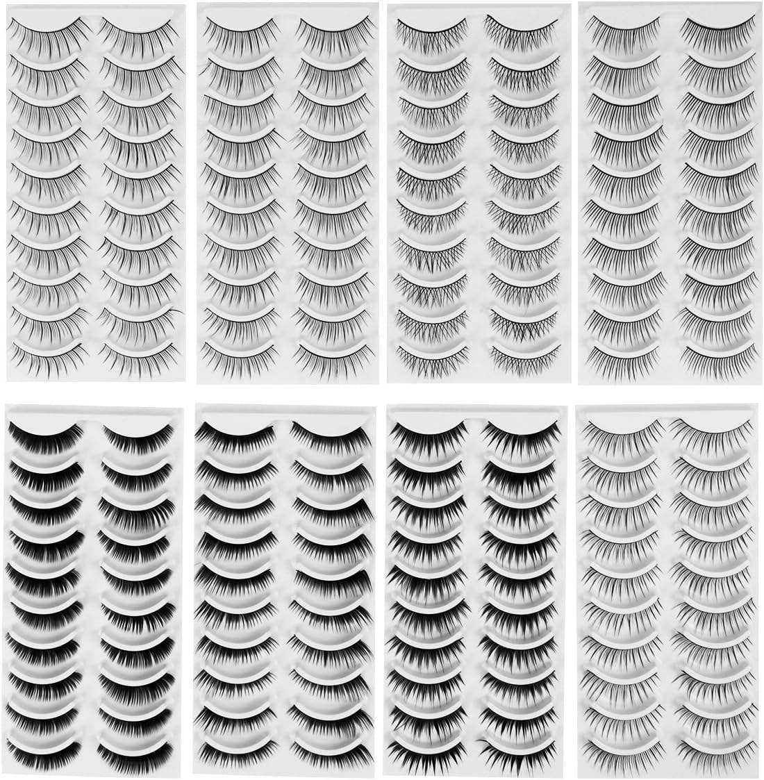 Frcolor 80 Pairs Natural Handmade Eyelash Set Eyelash Extensions Makeup Party 8 Styles