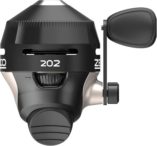 Zebco Spincast Fishing Reel 202 30 Reel Right Handed Heavy Duty All Metal Gear Stainless Steel Pickup Pin with 10lb Zebco Fishing Line Pre-Spool, Black, Clam Package