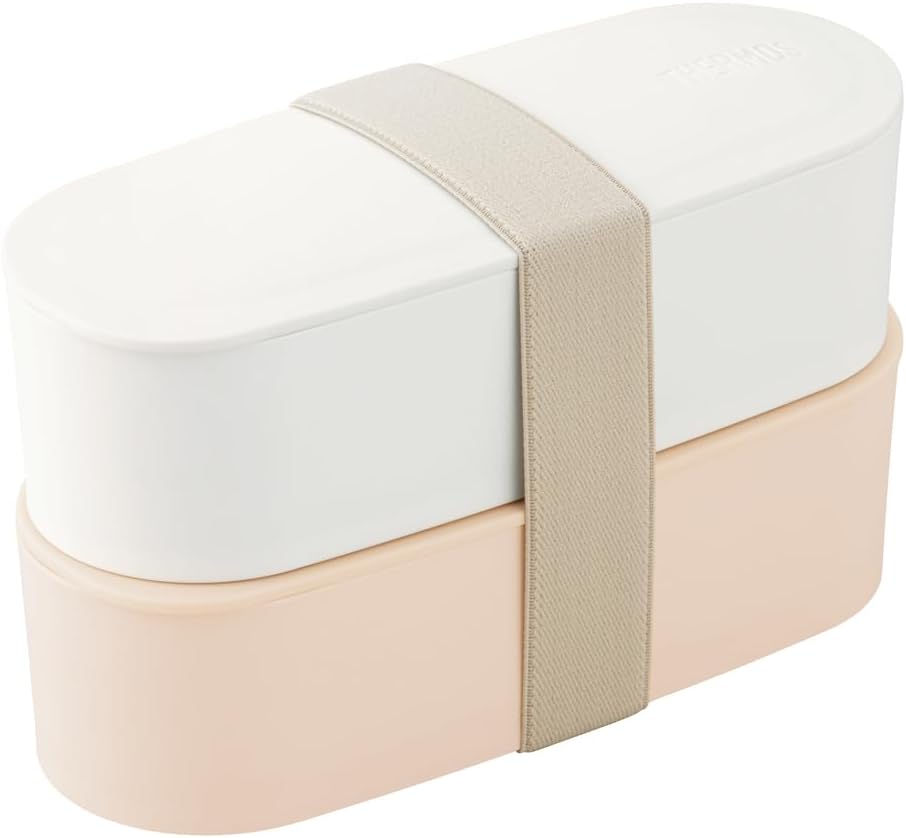 Thermos DJT-601W LBE 2-Tier Fresh Lunch Box, 20.3 fl oz (600 ml), Light Beige, Slim Size, Dishwasher Safe, Microwave Safe, DJT-601W