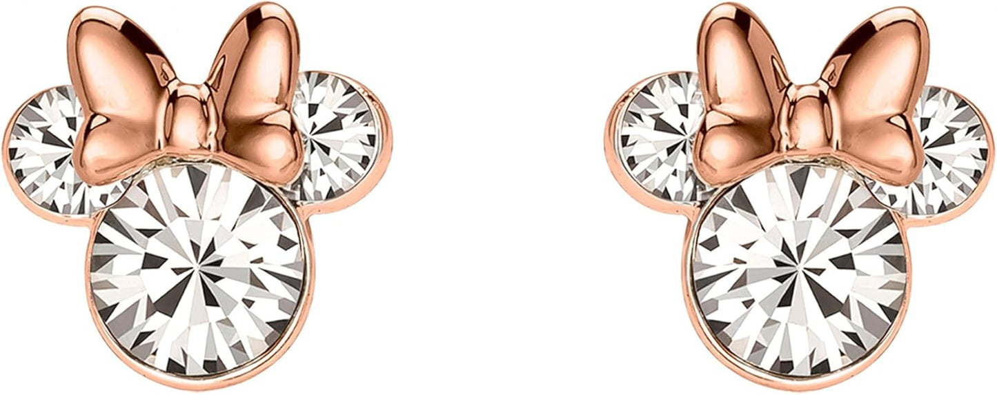 Disney Minnie Mouse Silver Plated Crystal Stud Earrings (More Colours Available)