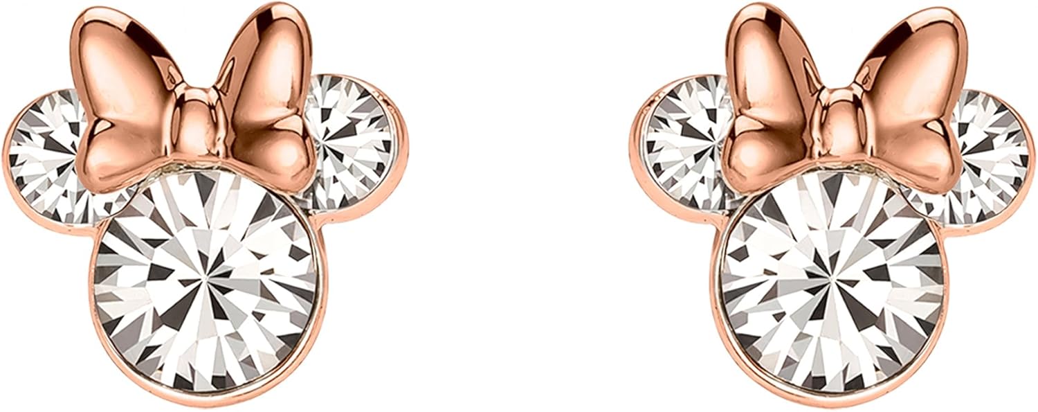 Disney Minnie Mouse Silver Plated Crystal Stud Earrings (More Colours Available)
