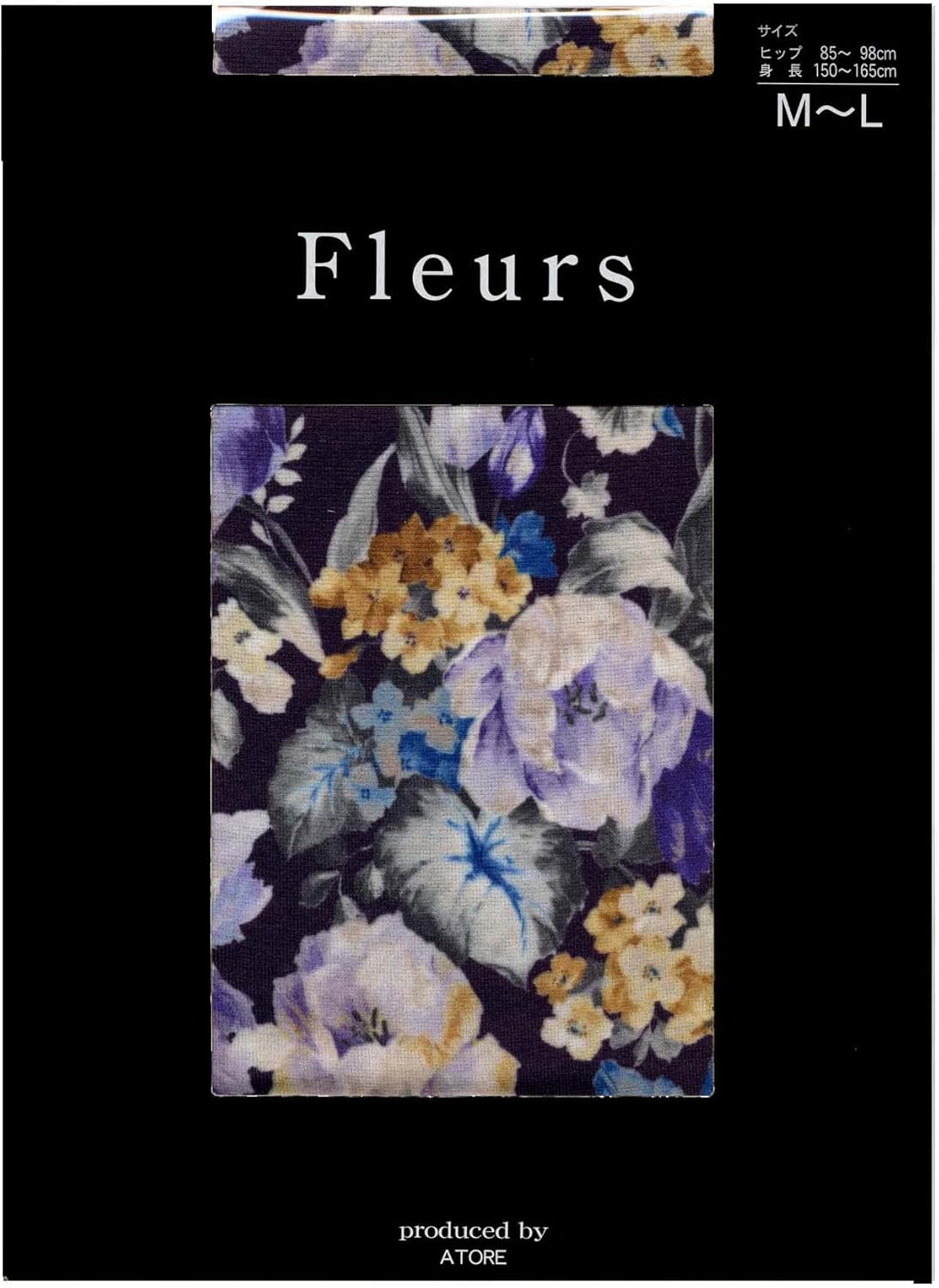 Fleurs F-1573 Printed Tights, Patterned Tights, Floral, Tulip, Made in Japan, 80 Denier Zokki Type, M-L and L-LL Available