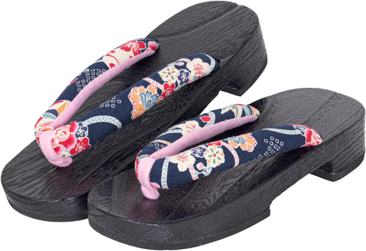 Kimono Living Clogs, Women's Cute (Natural Single Piece Paulownia Yukata Clogs), No Painting, 5 Colors to Choose from M/L