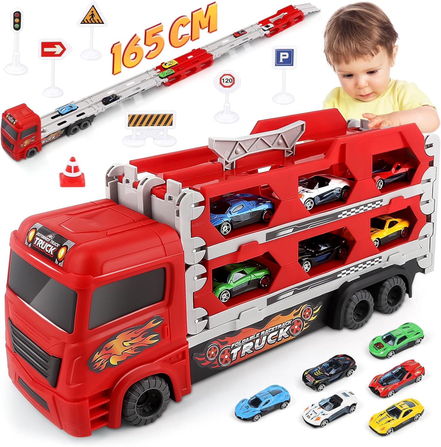 Joyreal Toy Car - Construction Vehicle Set 1 Storage Car 6 Mini Car Set Car Toy Working Vehicle 3 4 5 6 Years Old Working Car Children Boy Girl Birthday Present Educational Toy