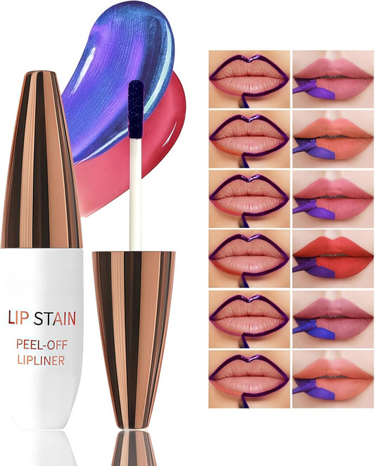 Removable Lip Stain, Lip Gloss, Removable Lip Liner Stain, Liquid Lipstick, Fade Resistant, Easy to Color, Suitable for Beginners, 24 Hours Waterproof, Unique Effects #06