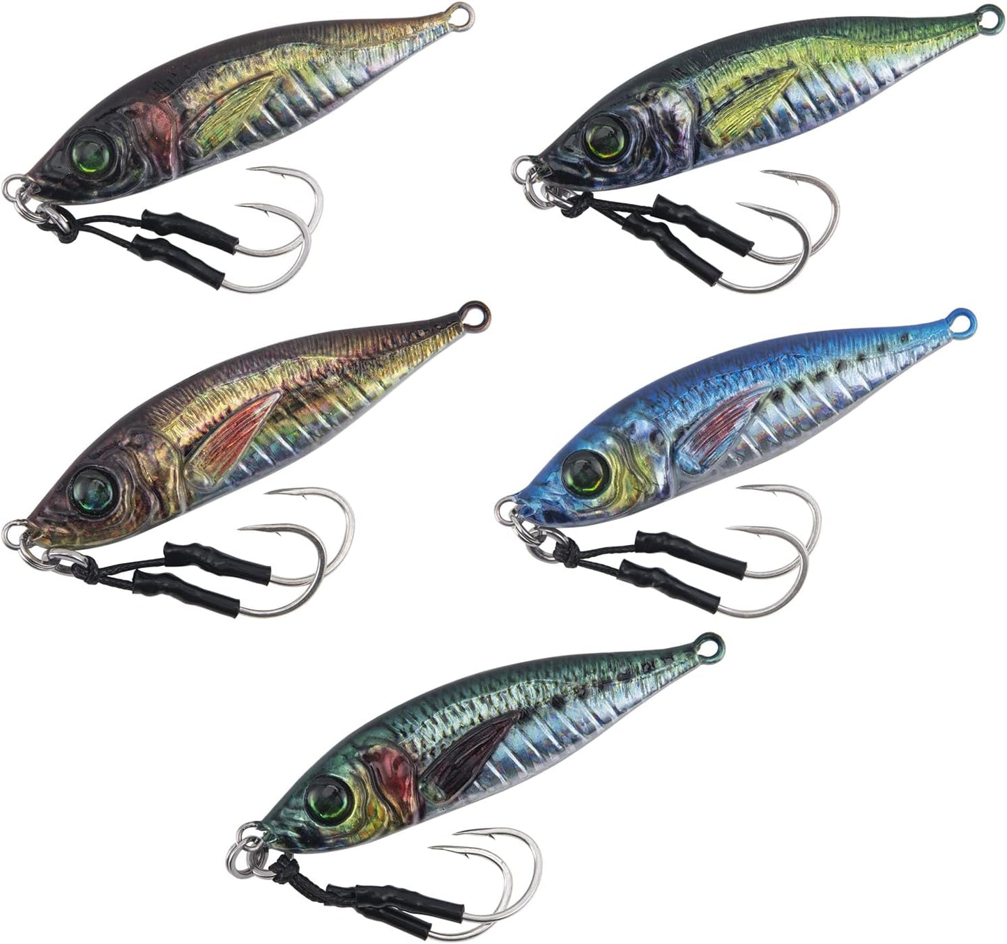 Goture Metal Jigs, Set of 6, Jigging, Saltwater Fishing, Boat Fishing, Lure Set, Metal Jig Set, Slow Jigging, High Distance, Surf, Madi, Rootfish, Bluefish, Sea Bass, Flounder, Variety of Colors, 0.2