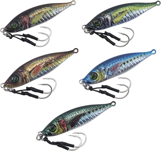 Goture Metal Jigs, Set of 6, Jigging, Saltwater Fishing, Boat Fishing, Lure Set, Metal Jig Set, Slow Jigging, High Distance, Surf, Madi, Rootfish, Bluefish, Sea Bass, Flounder, Variety of Colors, 0.2