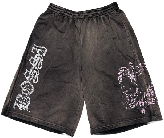 BOSSI 'PINK/WHITE' RHINESTONE SWEATSHORTS