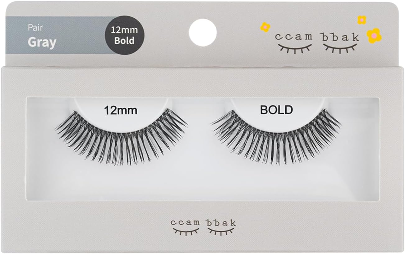 CCAMBBAK Kampak Bold Eyelash Eyelash Extensions Semi-Permanent Idle Type 0.4 - 0.5 inches (10 - 12 mm), Matsueku Self Natural, Popular, DIY False Eyelash (Black, 0.55 inches (12 mm) Bold (Black))