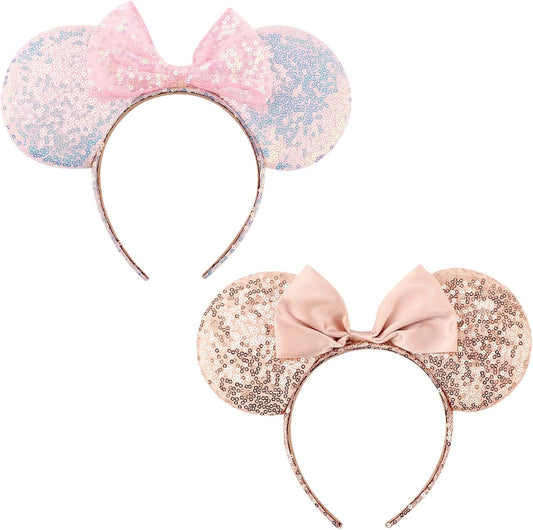 DRESHOW Mouse Ears Bow Headbands Sequins Party Decoration Cosplay Costume for Women