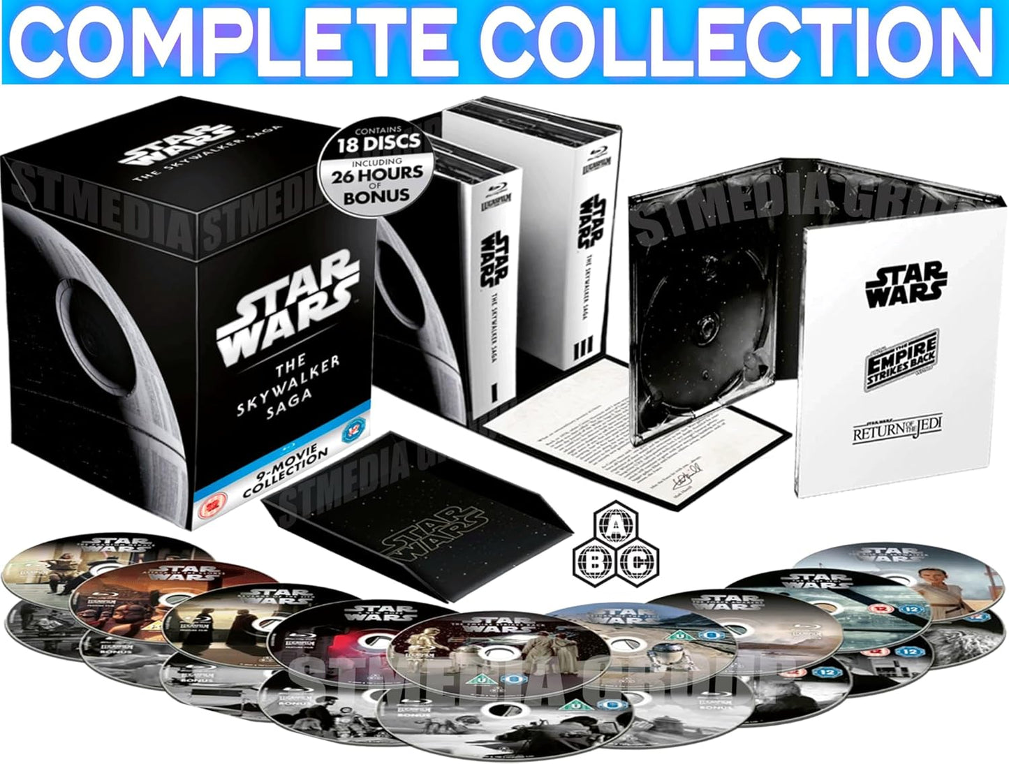 Star Wars: The Skywalker Saga / Complete 1-9 Movie Collection (18-Disc Box Set / Extra Bonus Features / 1977-2019) [9 Movies] [Blu-ray] [Region Free]
