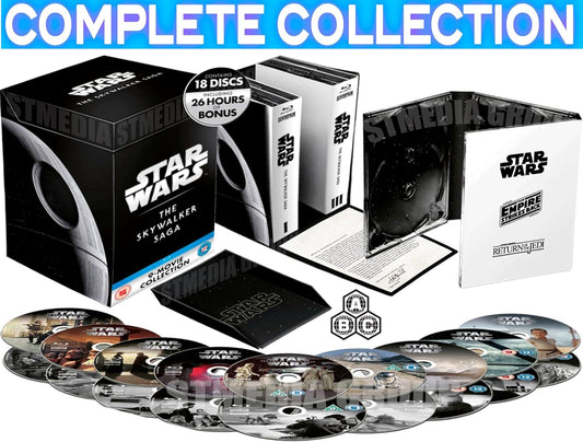 Star Wars: The Skywalker Saga / Complete 1-9 Movie Collection (18-Disc Box Set / Extra Bonus Features / 1977-2019) [9 Movies] [Blu-ray] [Region Free]