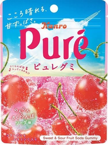Kanro Pure Gumi Ranran Cherry Soda, 1.8 oz (52 g) x 6 Bags
