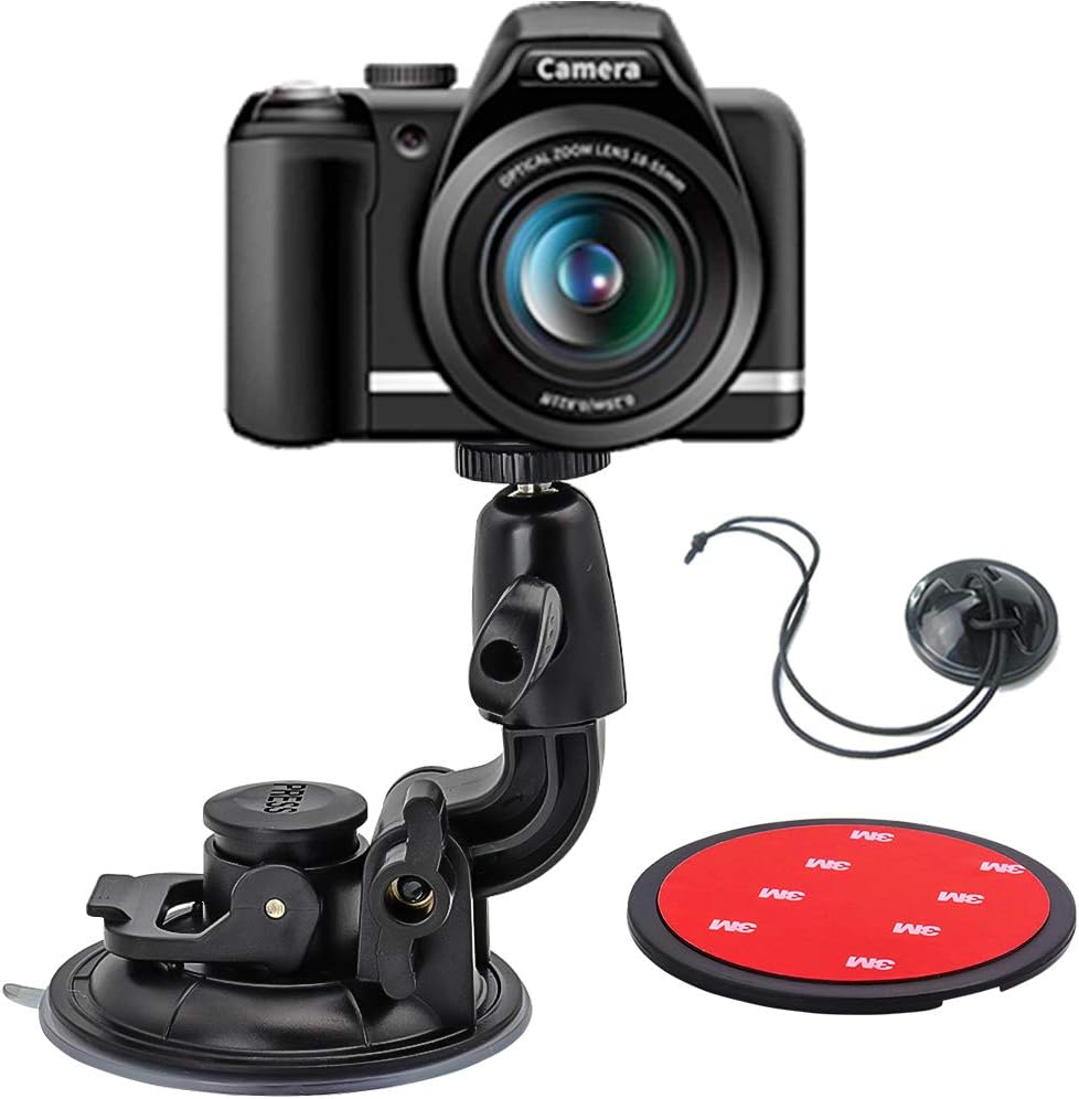 EXSHOW Large Suction Cup Mount for SLR Cameras Adhesive Sticky Pad with Safety Tether Compatible with Canon,Nikon,Olympus,Sony,Ricoh,Panasonic,Fuji,Transcend Japan,ELECOM