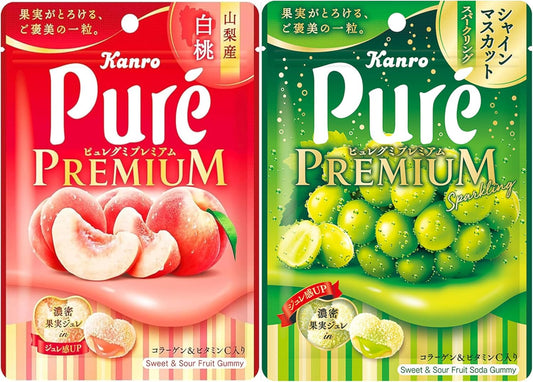 Kanro Puregumi Premium Assorted 2 Types, Total of 12 Bags