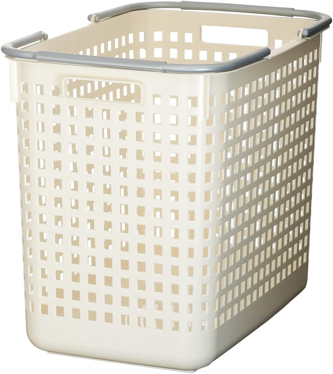 LIKE-IT SCB-5 Laundry Hamper with Handle, Basket, L, Width 12.2 inches (31 cm), Depth 18.7 inches (47.5 cm), Height 15.5 inches (39.3 cm), White, Made in Japan