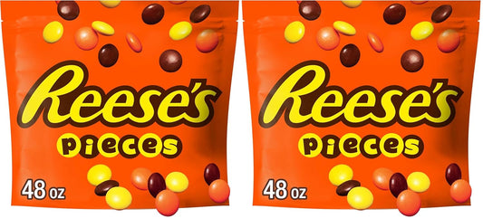 REESE'S PIECES Peanut Butter in a Crunchy Shell, Candy Bulk Bag, 48 oz (Pack of 2)