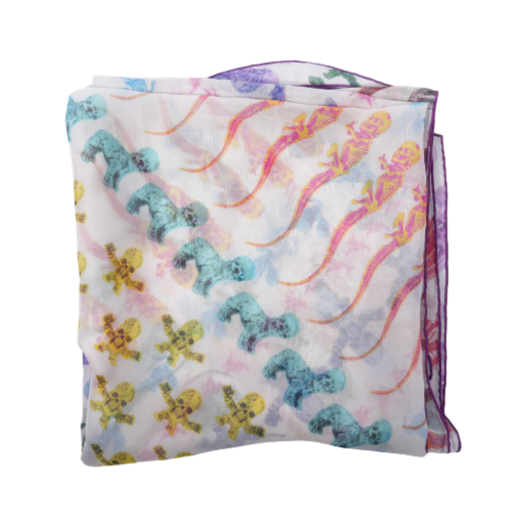 CHROME HEARTS 'FOTI SILK MULTI COLOR MOTIF' SCARF