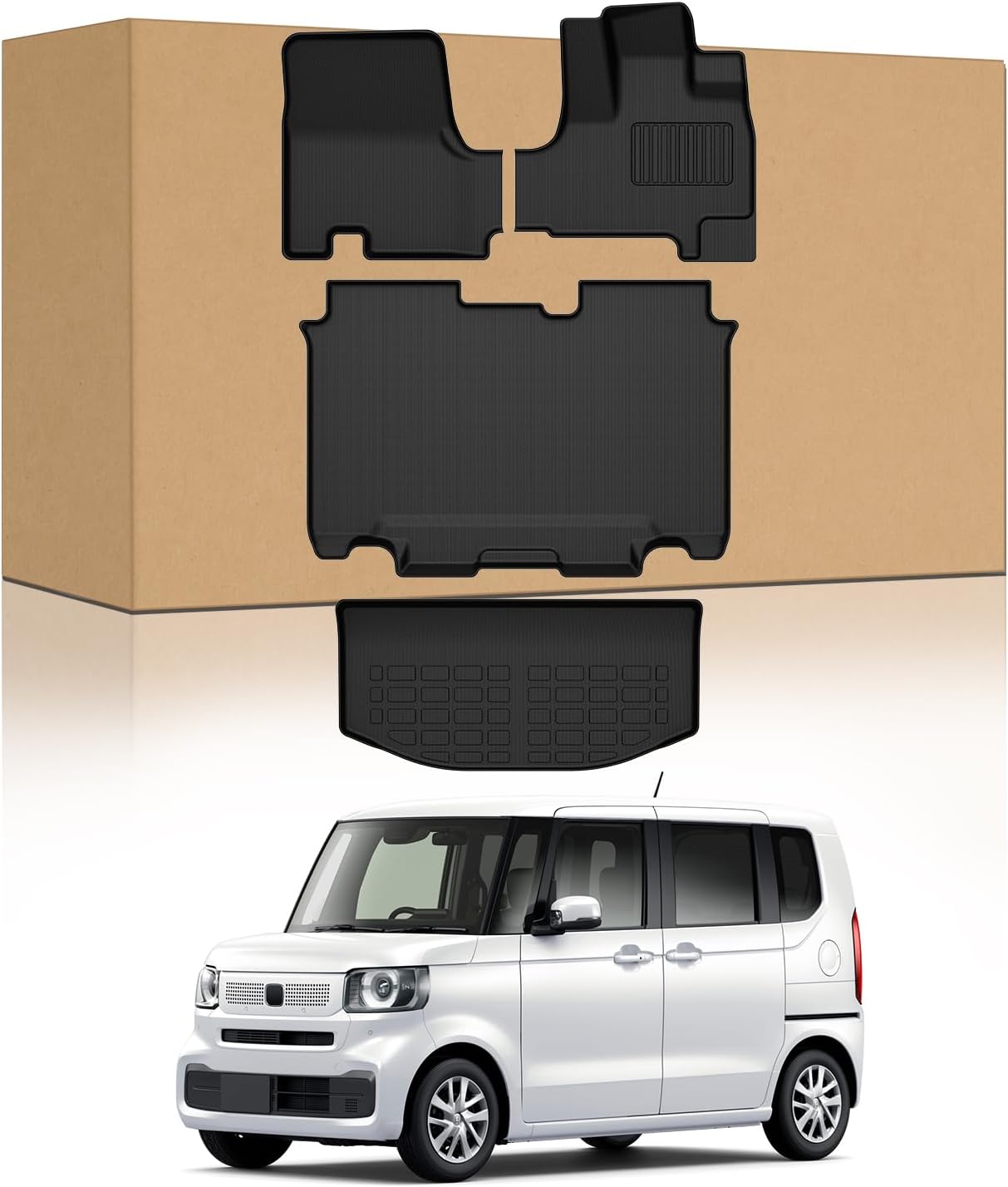 AUTO SPEC Honda NBOX JF5 JF6 3D Floor Mat, Luggage Mat, Trunk Mat, Foot Mat, Nbox, New N-Box, 5 Seaters, September 2023 and Up Waterproof Mat, Genuine Replacement, Stain Resistant, Scratch Prevention,