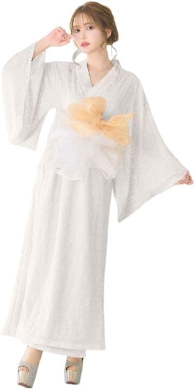 LoveRich 1253 Full Lace Fluffy Organza Belt Long Yukata Style Luxurious Oiran Kimono Dress Cosplay Event Halloween Cabaret Dress