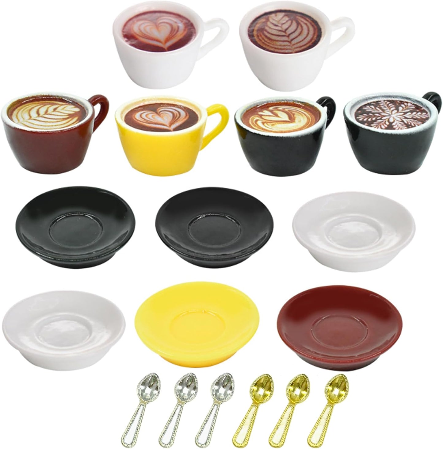 EdisonBrain カフェラテ 食品サンプル 模型 ミニ ラテアート コーヒー 展示 6種セット