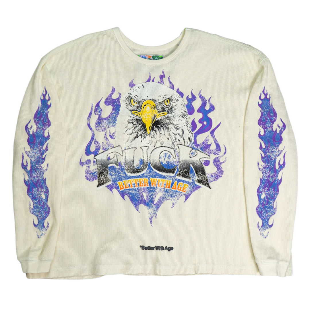 BETTER WITH AGE 'CREAM' VANITY WAFFLE THERMAL LONGSLEEVE