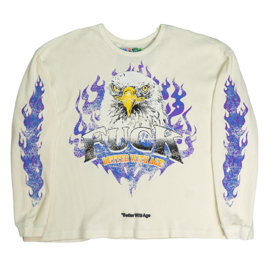 BETTER WITH AGE 'CREAM' VANITY WAFFLE THERMAL LONGSLEEVE