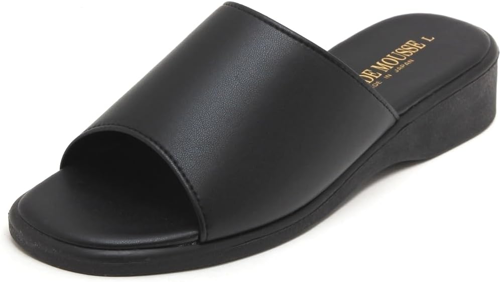 Women's Sandals Made in Japan Plain Open Toe Low Heel Black
