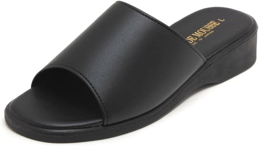 Women's Sandals Made in Japan Plain Open Toe Low Heel Black