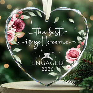Regalos de compromiso para parejas 2026, adorno de compromiso de cristal 2026 – Adorno de rosa con lo mejor está por venir para hija, regalos recién comprometidos para pareja, amiga, prometida
