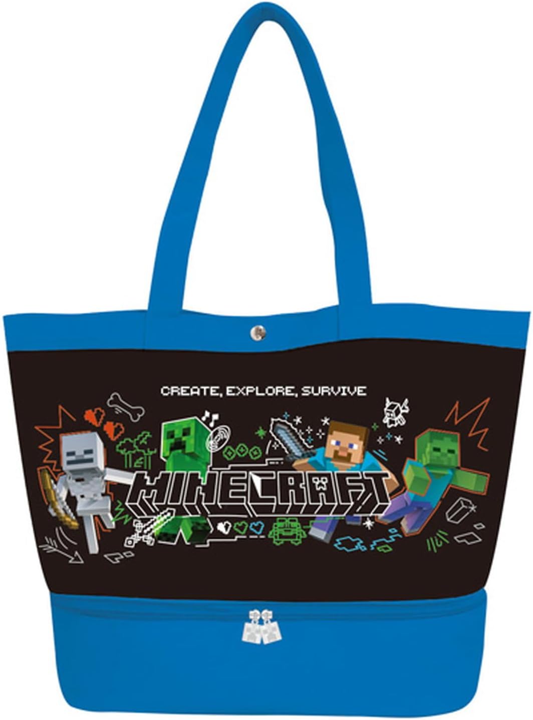 Minecraft Vinyl Tote with Pocket (Blue)