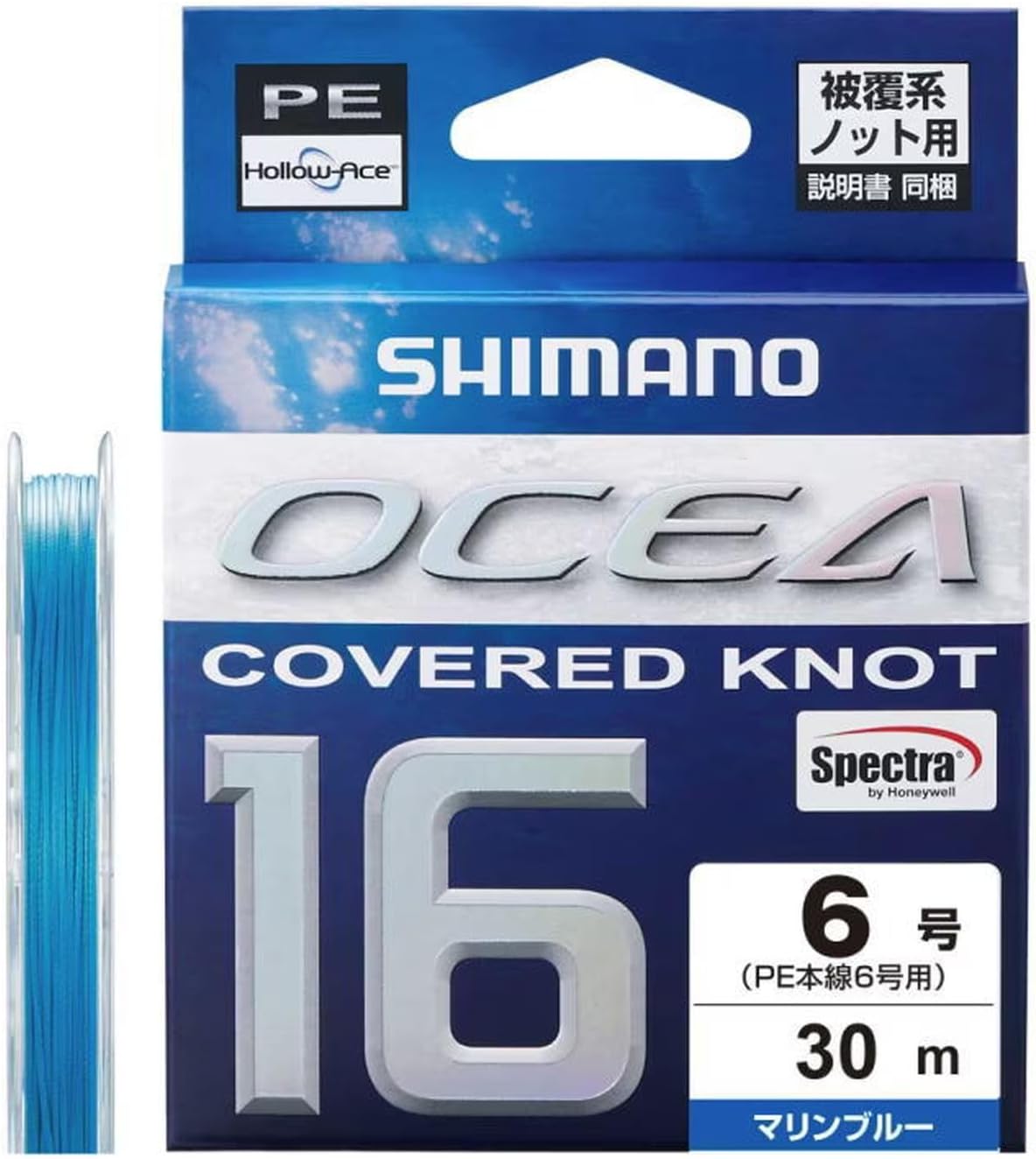 Shimano PE Line, Oshea, Covered Knot 16, PE, 98.8 ft (30 m), LD-A21Y, No. 6, Marine Blue