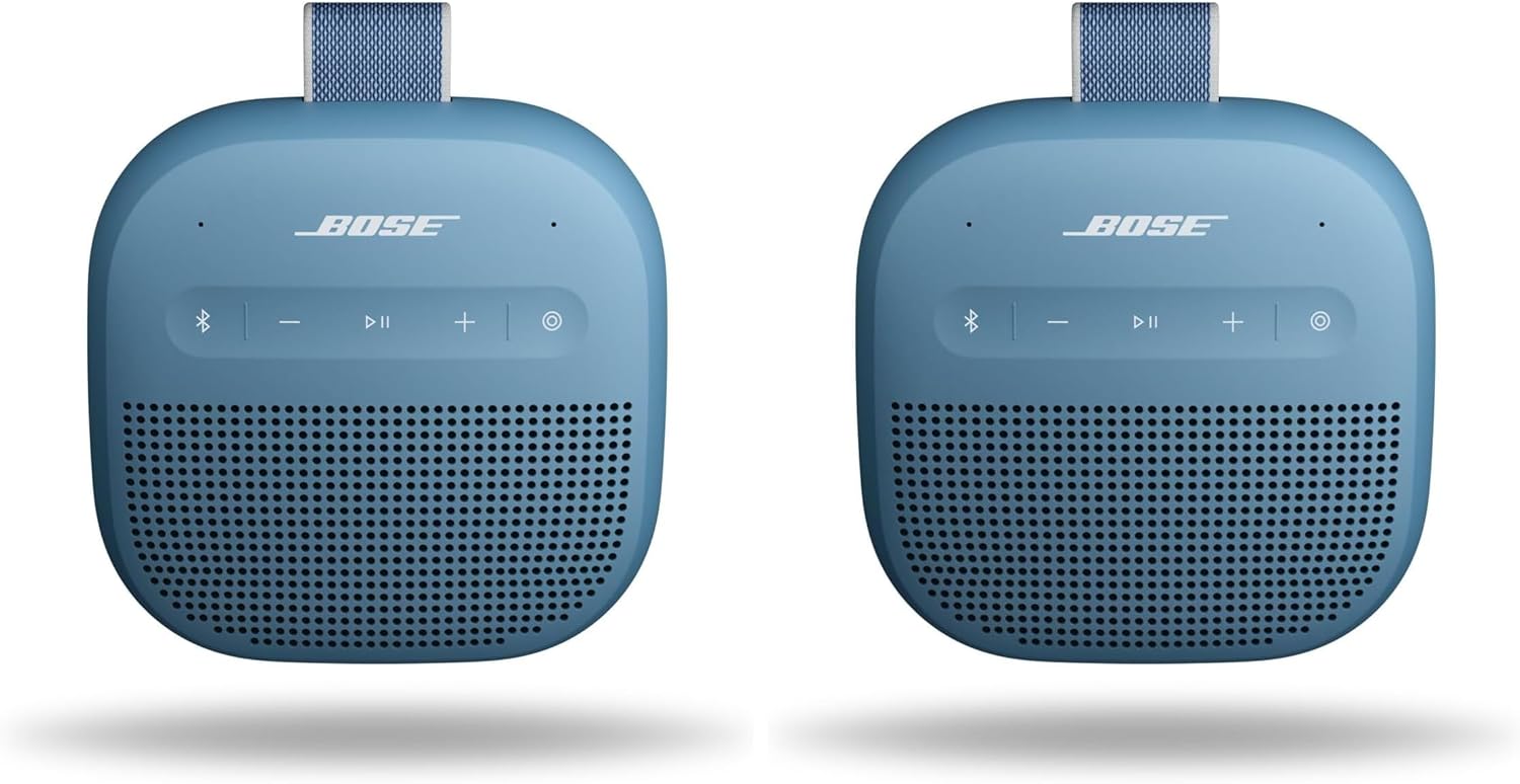 Bose SoundLink Micro Portable Speaker (2nd Gen), Up to 12 Hours of Continuous Playtime, Waterproof and Dustproof, Bluetooth Mini Outdoor Speakers, Blue Dusk (x2)