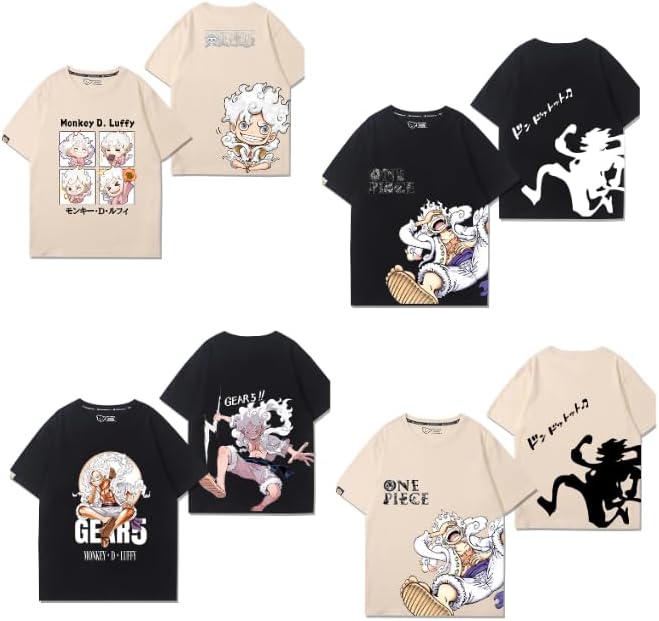One Piece Luffy T-shirt, Nika Shape, Goods, Round Neck, Short Sleeve, Cotton Top, Anime Design, Work or School, School Festival, Cultural Festival, Present, Gift