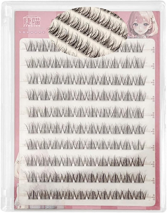 Glueless False Eyelashes (100 Bundles) Reusable Natural 3D Gradient Non-Glued False Eyelashes, Natural, For Parts, 5D Finish, Bundle, Lightweight, Fits Japanese Eyes, Wedding/Daily Use (Brown)