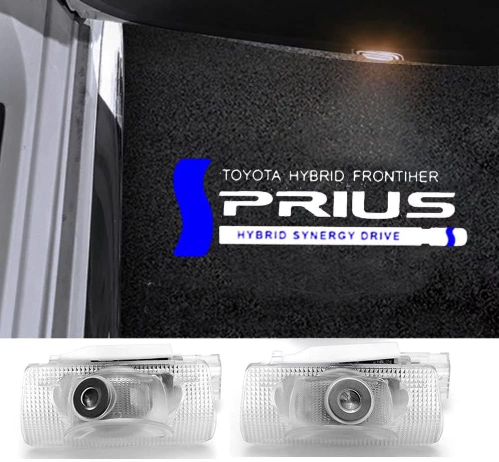 Prius Logo Projection Curtain Light, Set of 2, Door Welcome Light, Courtesy Lamp, 30 Series, 50 Series, 80 Series Toyota Prius, LED Car Curtain Door Lamp with Angle Adjustment Function