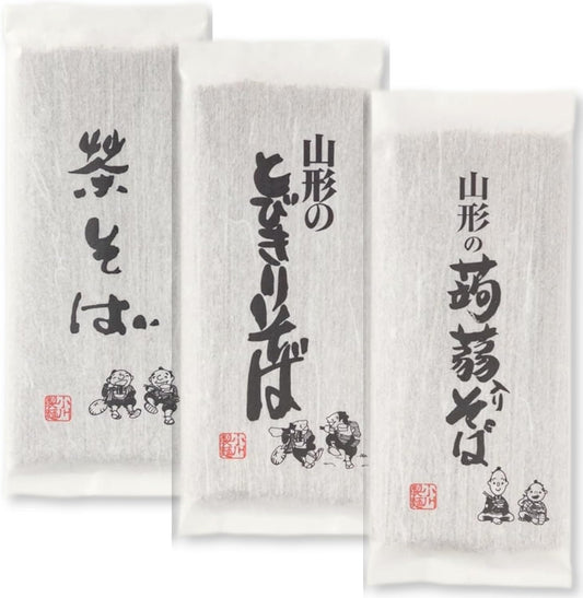 Yamagata Traditional Buckwheat 3 Types of Food Comparison (Tobiki Soba, Konnya, Tea) (3 Types x 1 Set), Popular Item