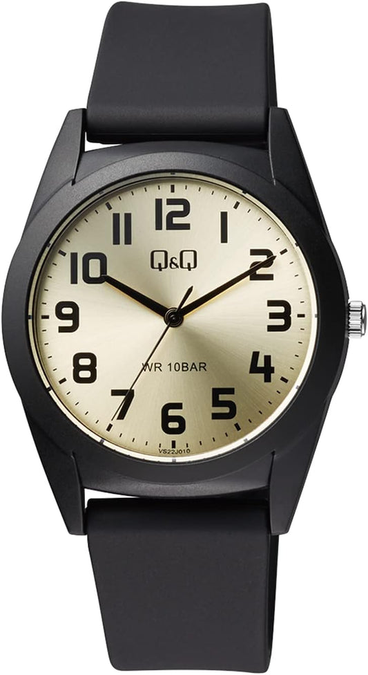 Citizen Q&Q VS22J010 Analog Wristwatch, Waterproof, Urethane Band, International Model, Black