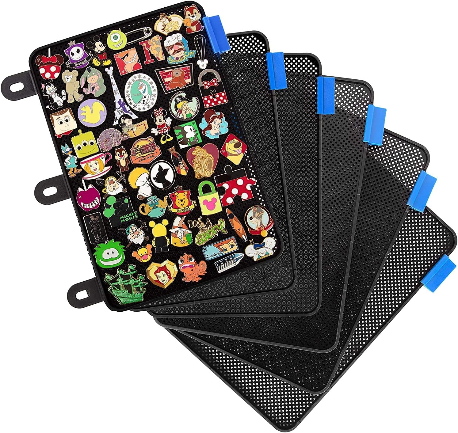 Paquete de 6 páginas de exhibición de pines esmaltados para carpeta de 3 anillas, sin hundimiento (negro) | 6pc flat no-sag binder inserts securely hold & display Disney trading or lapel enamel pins with backings. (Pins not included)