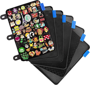 Paquete de 6 páginas de exhibición de pines esmaltados para carpeta de 3 anillas, sin hundimiento (negro) | 6pc flat no-sag binder inserts securely hold & display Disney trading or lapel enamel pins with backings. (Pins not included)