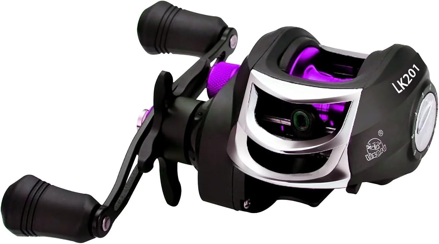 Bait Reel, Saltwater Fishing, Freshwater Fishing, Magnetic Brake, 7.2:1 Gear Ratio, 17+1BB, Maximum Drag Force, 17.6 lbs (8 kg), Bass Fishing, Fishing Reel, Lightweight, Left/Right Handle, Right