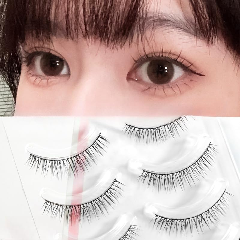False Eyelashes, Natural, Popular, Natural, Soft Upper Eyelashes, Waterproof, Transparent Axis, Handmade, Eyelashes, Natural Eyelashes, Reusable, Split Type, False Eyelashes, Actress Eyelashes, Thin