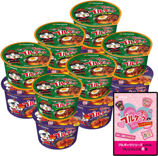 (Exclusive Recipe Book Included) Burduck Stir-fried Noodles Taste Comparison Set! Big Cup Noodle Variations, 12 Pieces (Jajang x Yangyom Chicken Flavor)