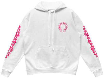 CHROME HEARTS 'PINK' HORSESHOE FLORAL WHITE HOODIE