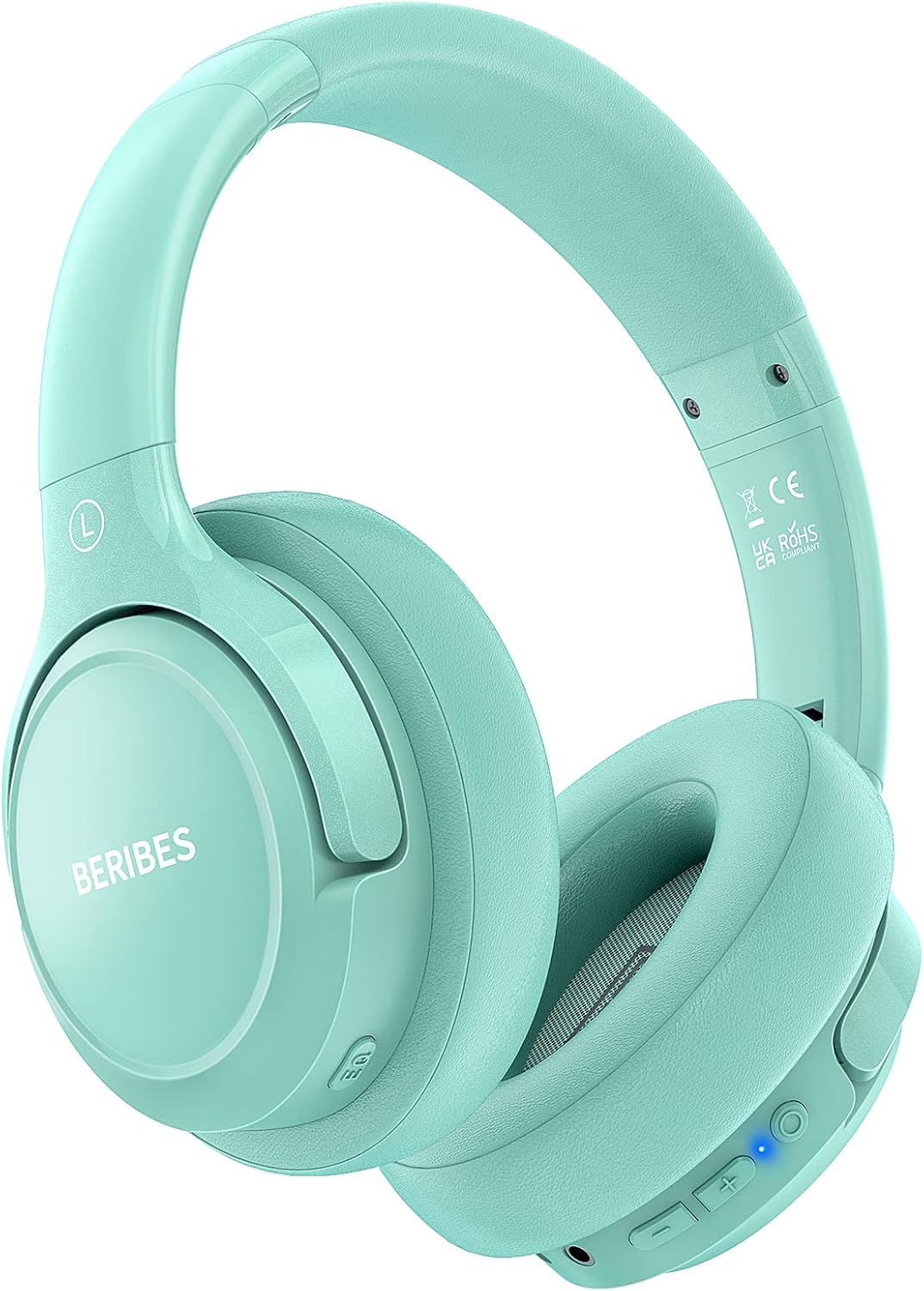BERIBES Bluetooth Headphones, 65 Hours Playtime, 6 EQ Modes, Wireless Headphones, Bluetooth 6.0, Weighs Only 180g, Comfortable Fit, Headphones with Microphone, HIFI Stereo, Wired and Wireless, Dual Use, Noise Isolation, Sealed Type (Green)